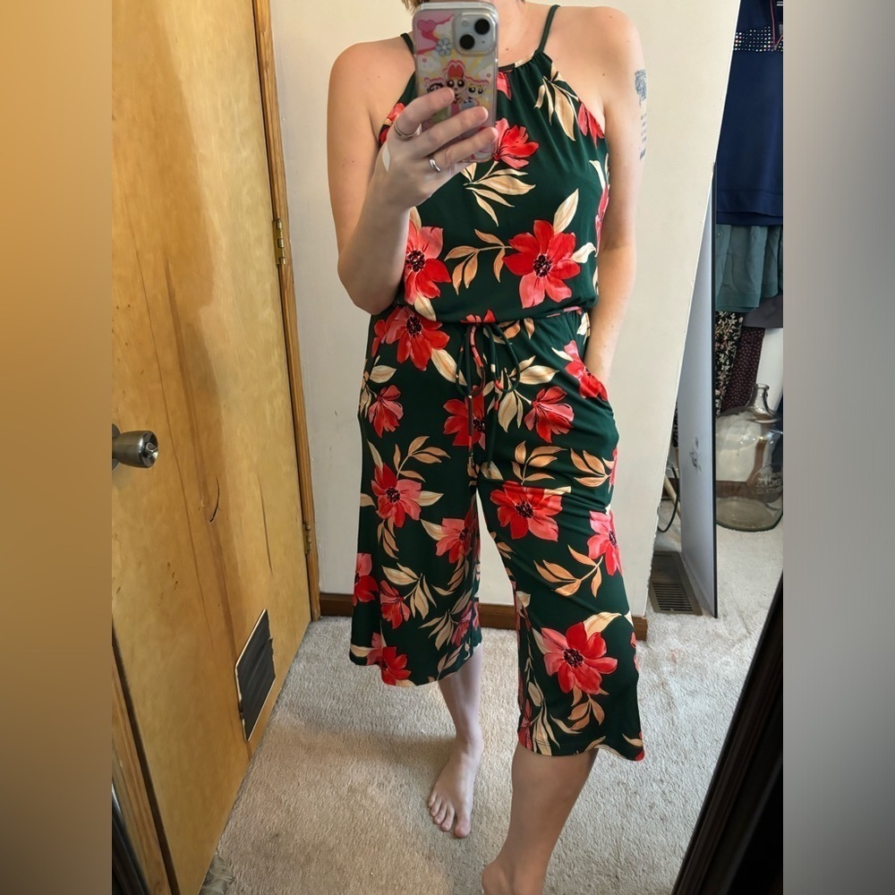 NWT Maggy London Lottie Green Garden Floral Wide Leg Pantsuit